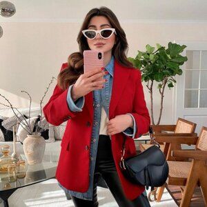 J. Crew Schoolboy Blazer Jacket Linen Holiday Christmas Red Size 2